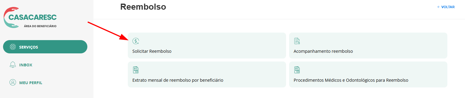 imagem referente menu de reembolso